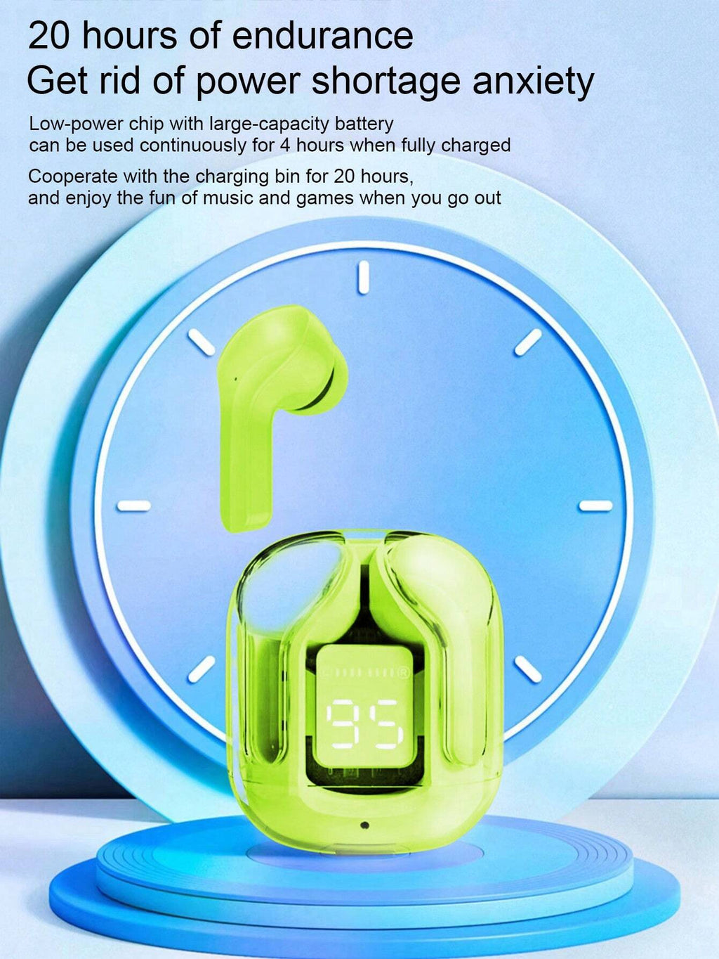 Air31 Earbuds Wireless Crystal Transparent body - with silicone pouch