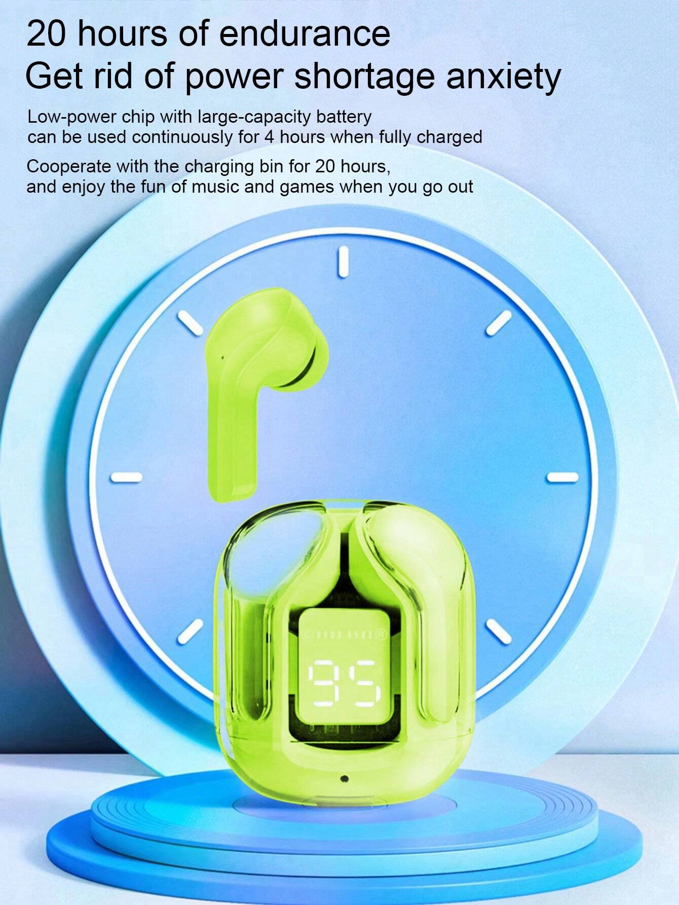 Air31 Earbuds Wireless Crystal Transparent body - with silicone pouch