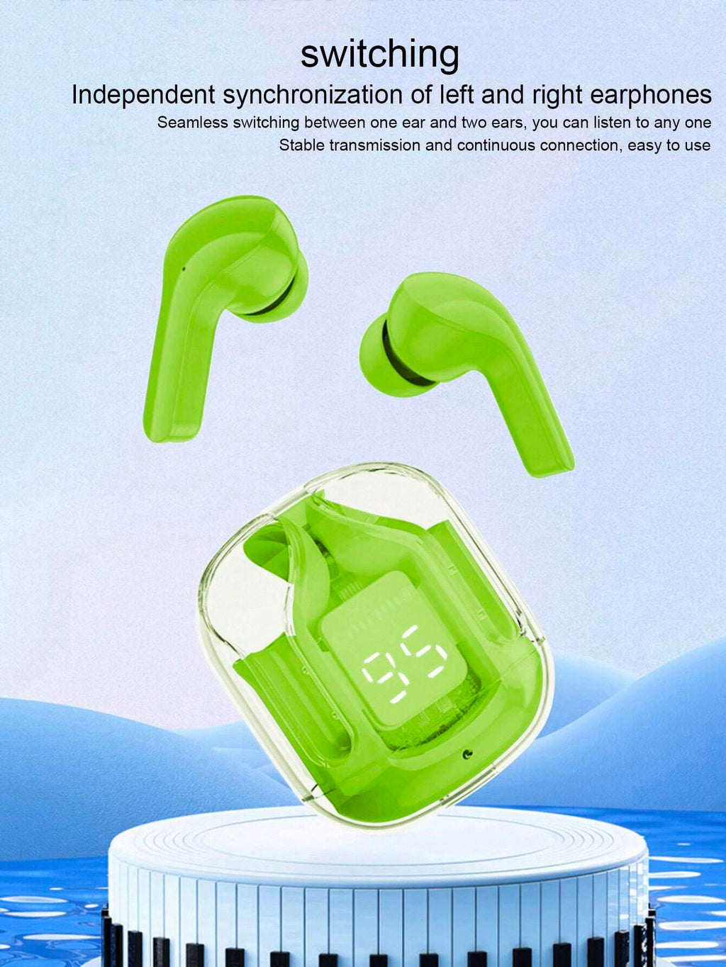 Air31 Earbuds Wireless Crystal Transparent body - with silicone pouch