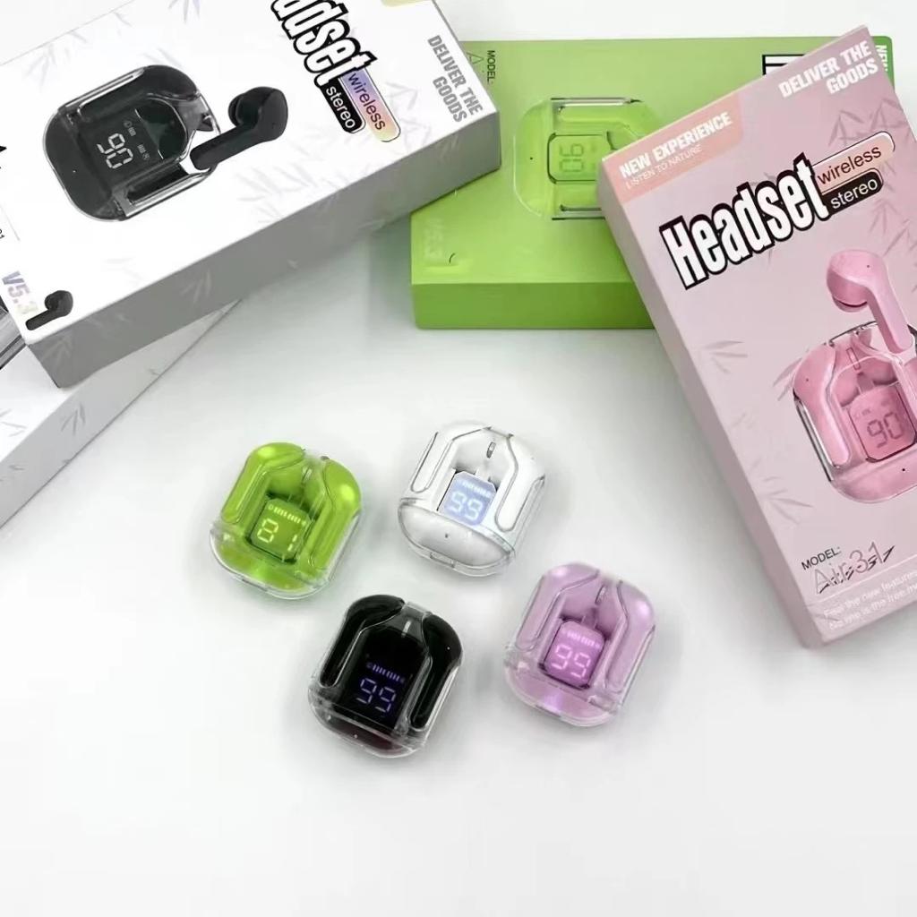 Air31 Earbuds Wireless Crystal Transparent body - with silicone pouch