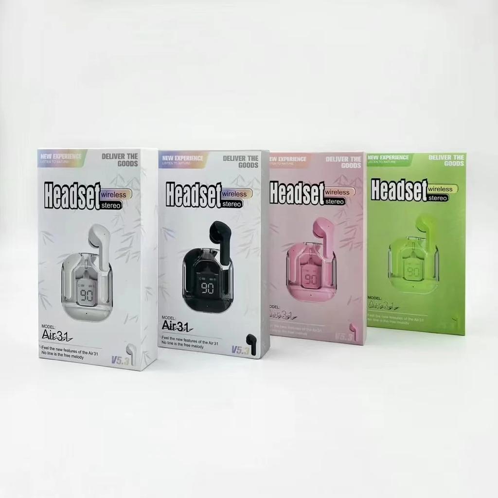 Air31 Earbuds Wireless Crystal Transparent body - with silicone pouch