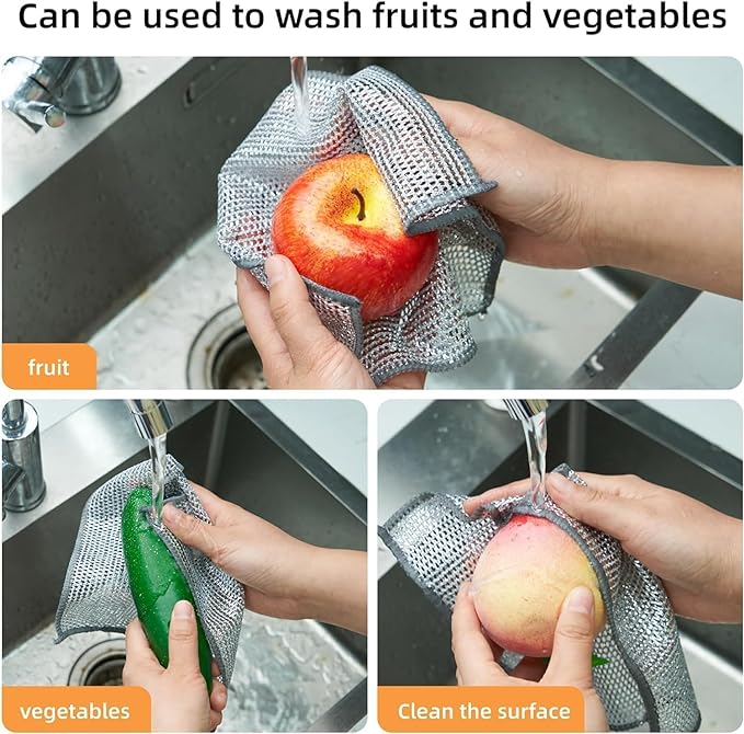 Dish washing Cleaning cloth | Wire Dish washing Rugs for Wet and Dry Kitchen Pack Of 2
