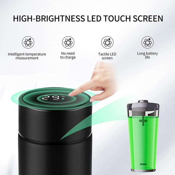 Temperature Display Vacuum Insulated Water Bottle Thermo Flask Made of Premium Stainless Steel Coffee Cup