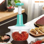 Manual Hand Push Chopper | Multi-functional Vegetable Meat Grinder, Grater, Chopper - 1.5 Liter