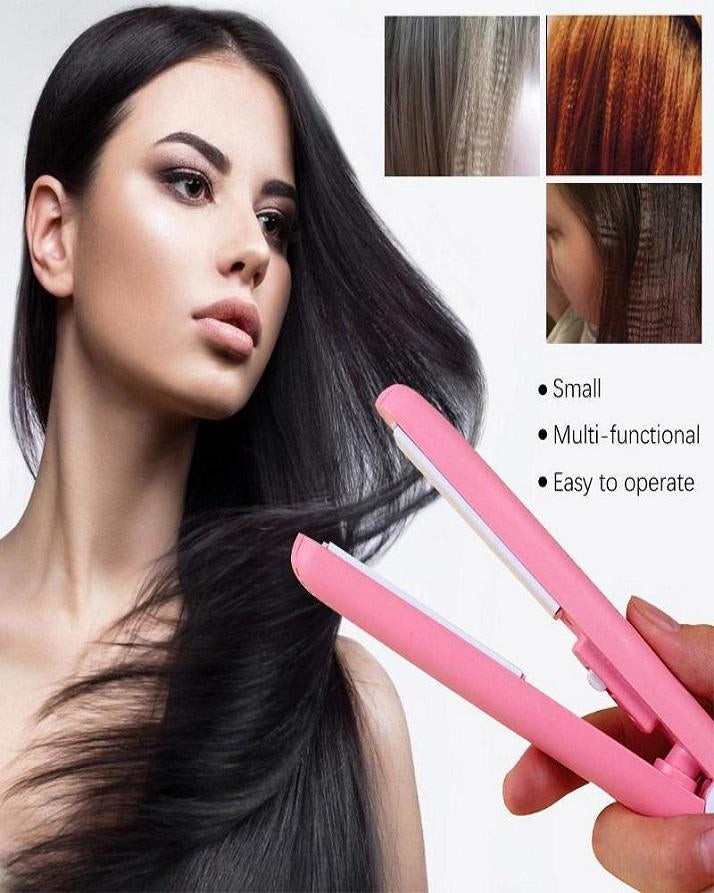 Mini Hair Straightener & Curler – Dual Voltage 100-240V, 180°C