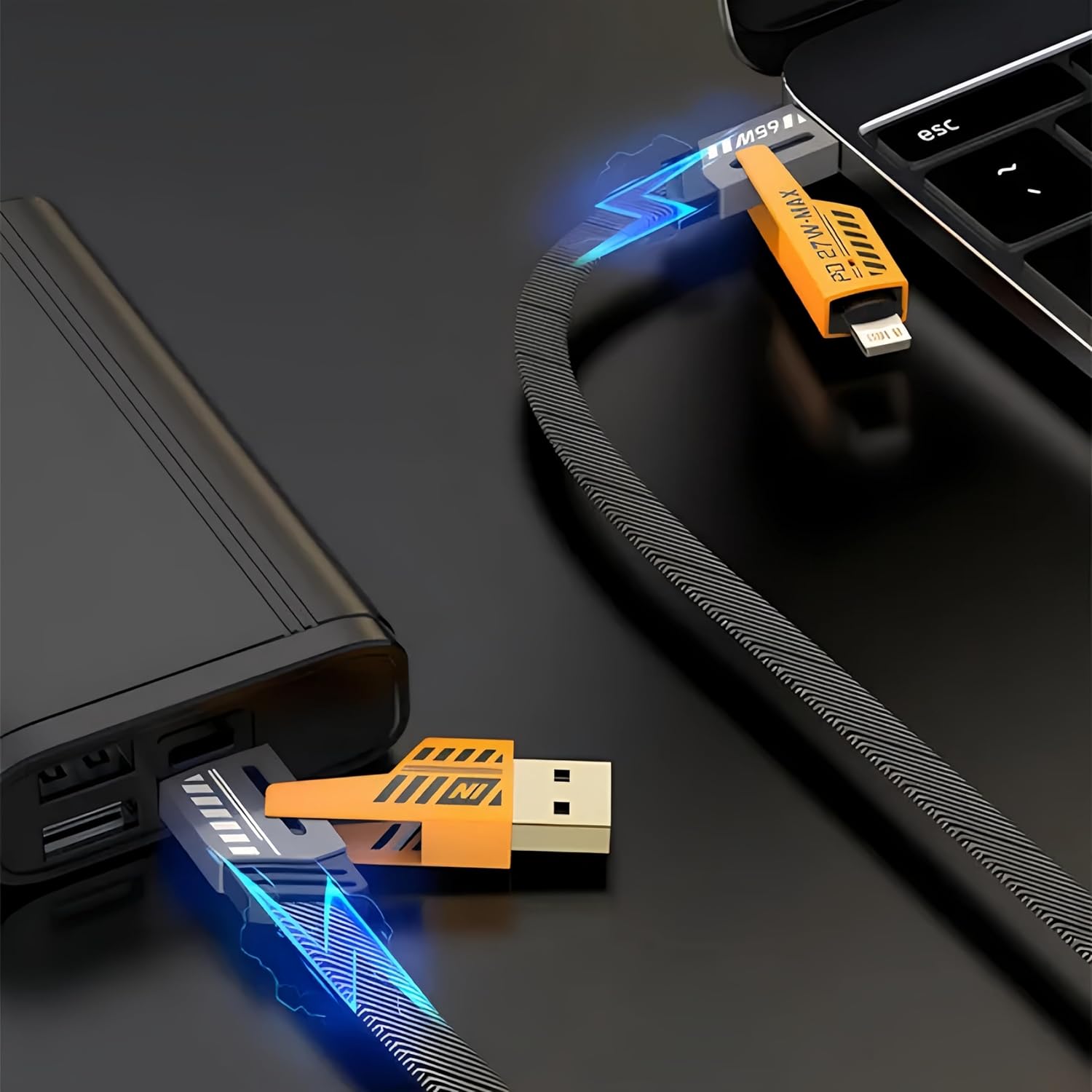 4-in-1 Multi USB Charging Cable – For IPhone and Type C | Fast PD Charger Cord for iPhone, iPad, Samsung, MacBook