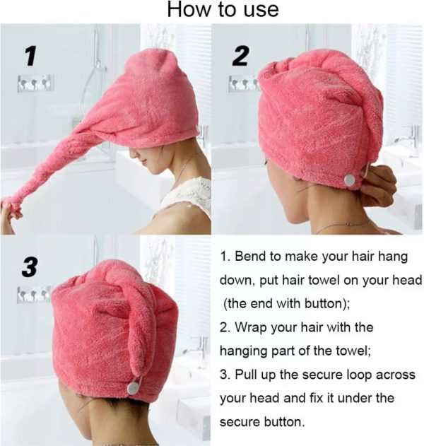 Towel Bath Towels - Dry Hair Cap Super Absorbent Quick-Drying Shower Towel