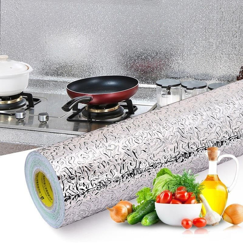 Self-Adhesive Kitchen Oil-Proof Sticker Roll | Waterproof Aluminium Foil Sheet | 1 Sheet Roll Size 2 Meter
