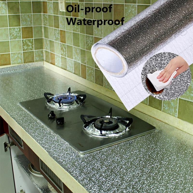 Self-Adhesive Kitchen Oil-Proof Sticker Roll | Waterproof Aluminium Foil Sheet | 1 Sheet Roll Size 2 Meter