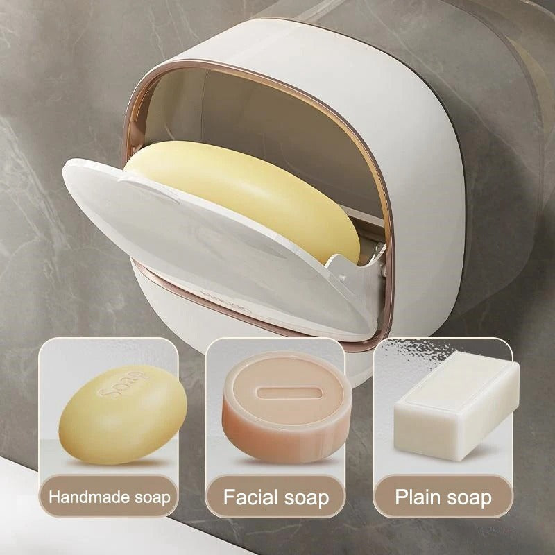 Soap Box Wall Mounted Light Luxury Soap Holder Punch Free Drain Laundry Soap Box Easy Cleaning