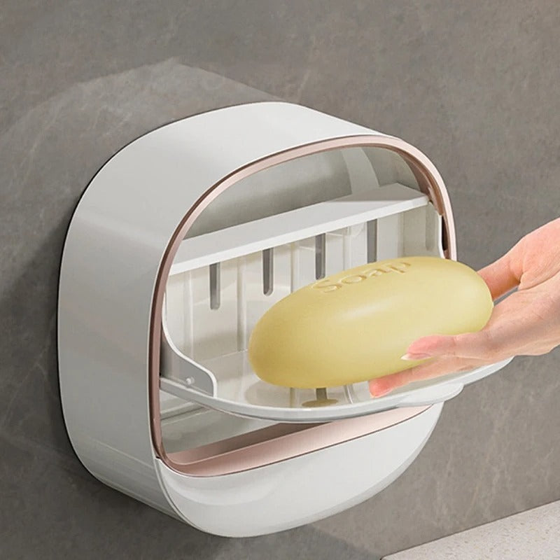 Soap Box Wall Mounted Light Luxury Soap Holder Punch Free Drain Laundry Soap Box Easy Cleaning