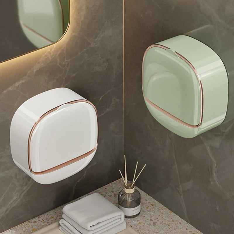Soap Box Wall Mounted Light Luxury Soap Holder Punch Free Drain Laundry Soap Box Easy Cleaning