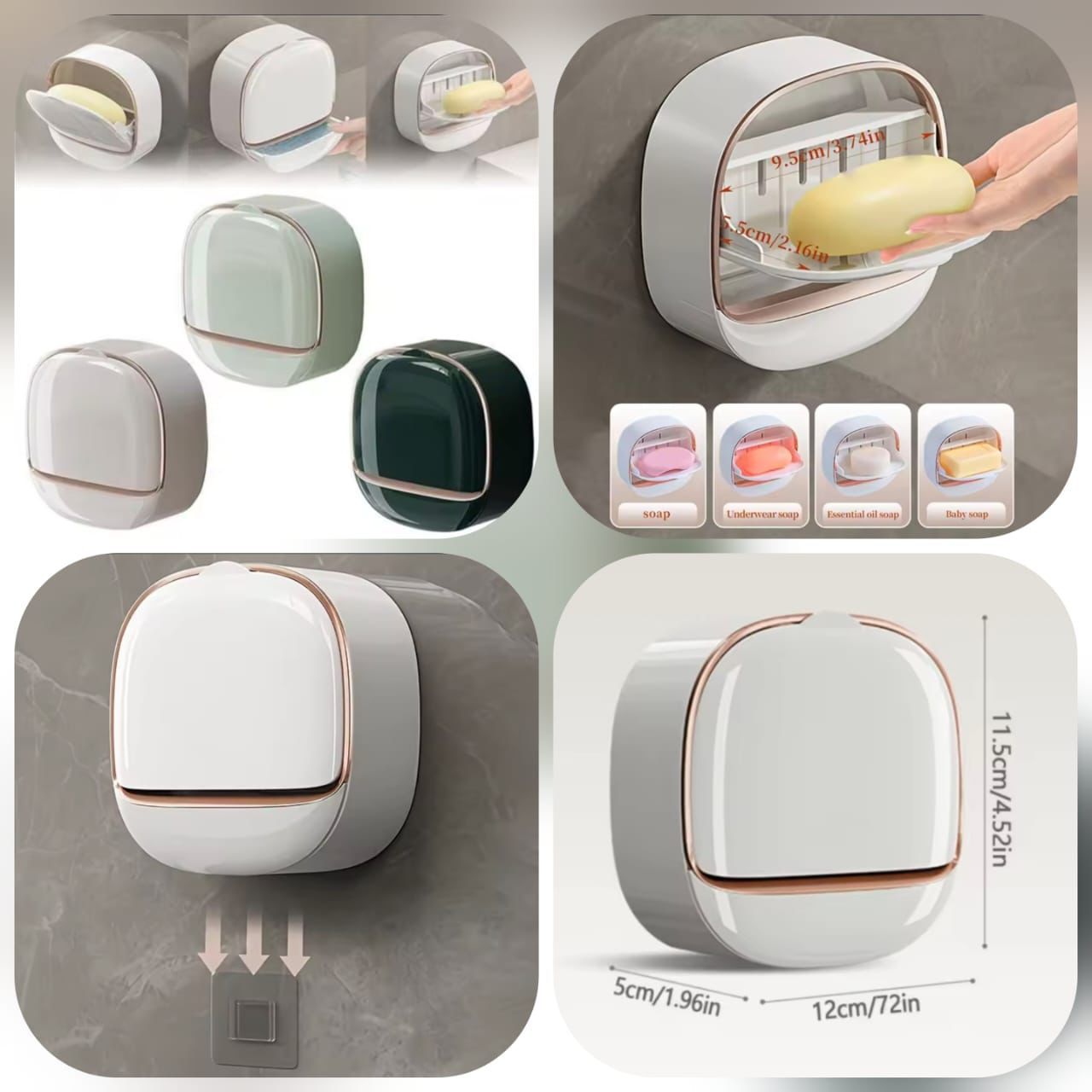 Soap Box Wall Mounted Light Luxury Soap Holder Punch Free Drain Laundry Soap Box Easy Cleaning
