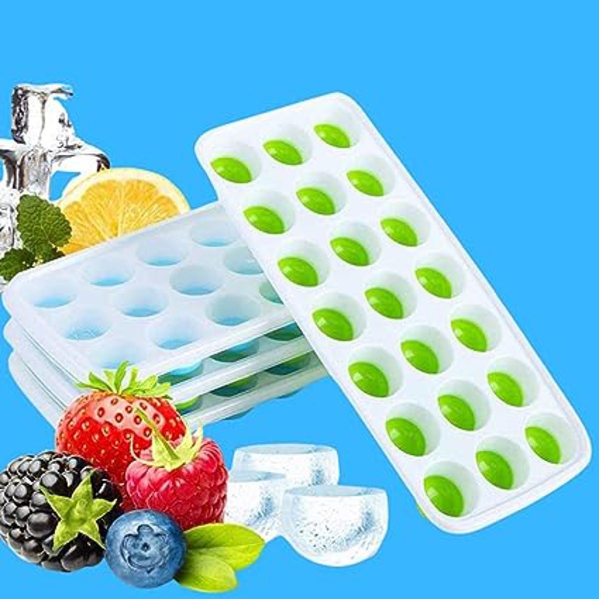 Ice Cube Trays For Freezer With Lid Pop Up Easy Release Flexible Silicone Bottom Durable