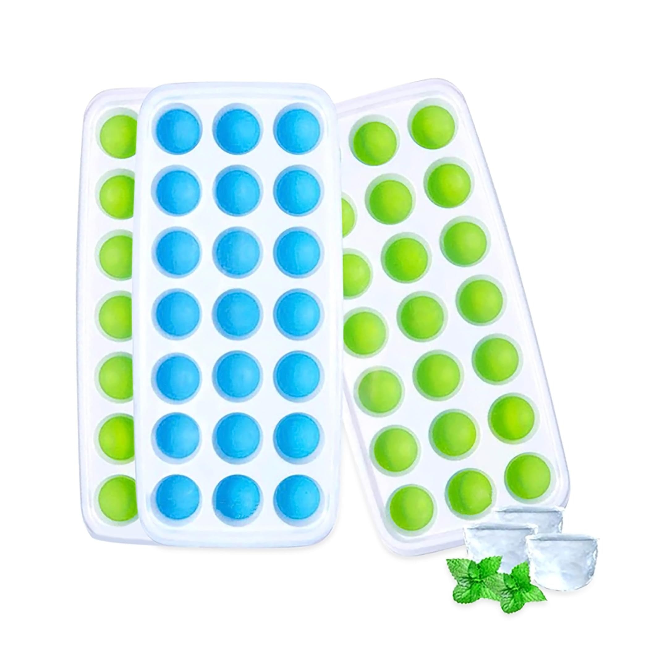 Ice Cube Trays For Freezer With Lid Pop Up Easy Release Flexible Silicone Bottom Durable