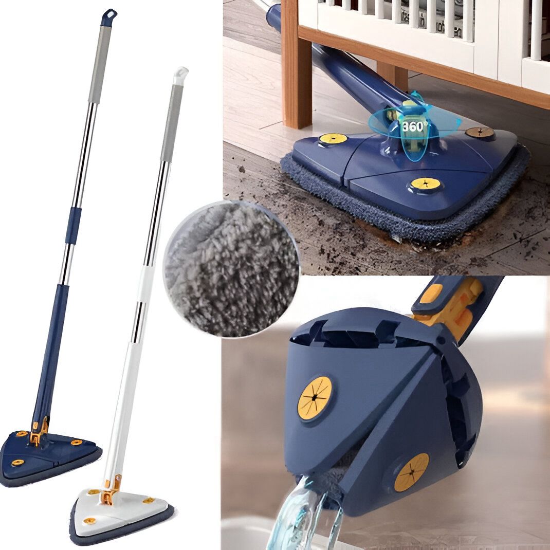 Extendable Triangle Mop 360 Twist Squeeze Window Glass Toilet Bathroom Floor Household Cleaning