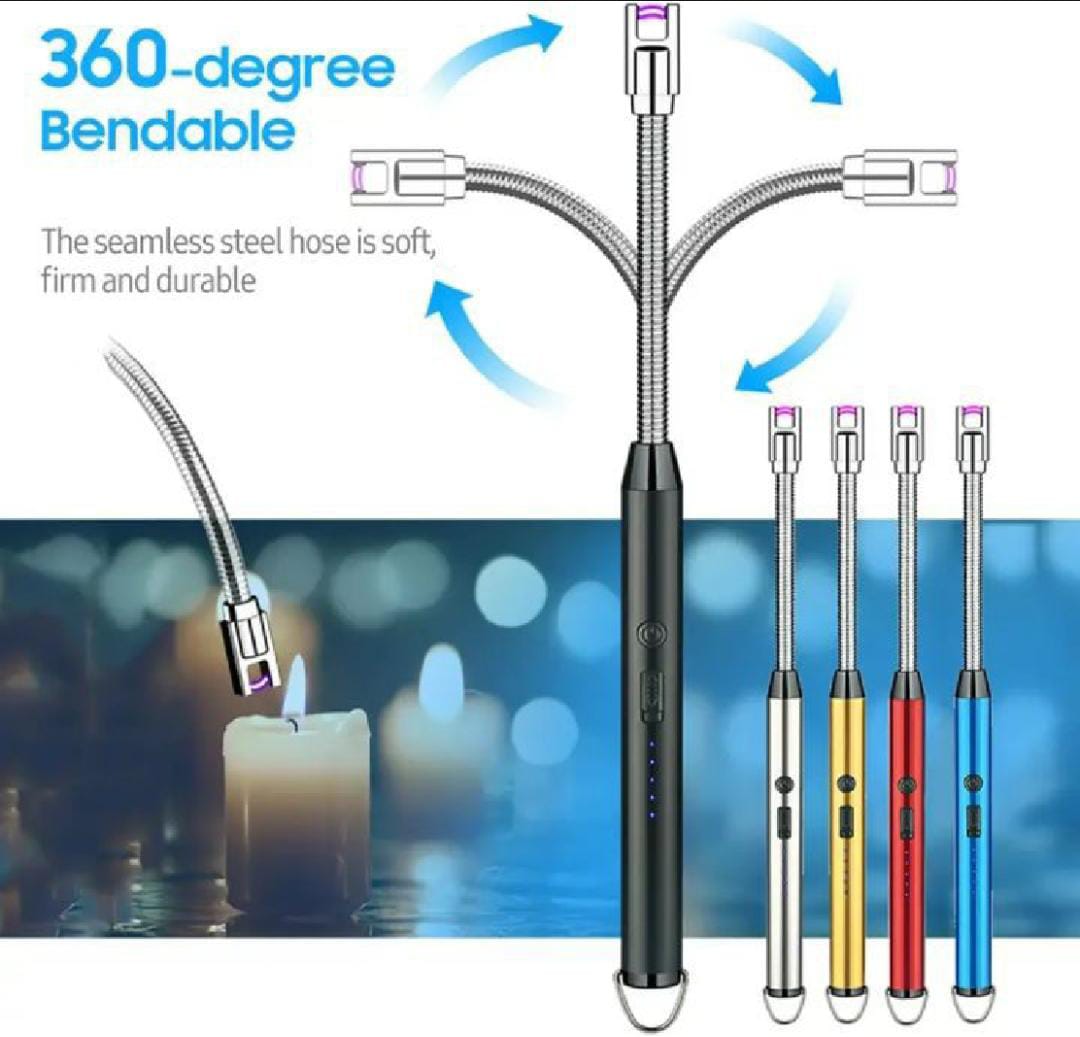 Arc Lighter With Usb Charging Cable | Flameless Windproof | LED Battery Display | Safety Switch | Rotate 360 Degrees
