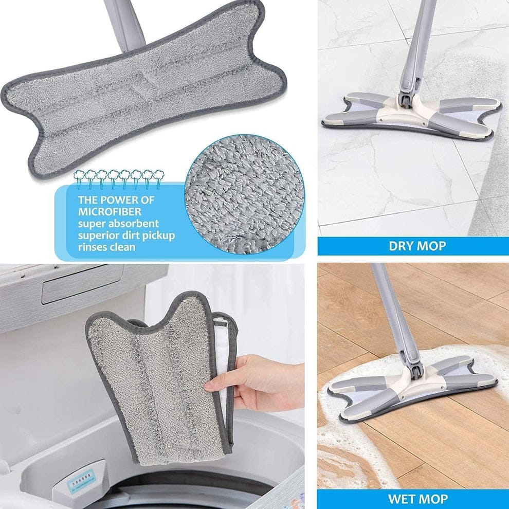 Rotating X Mop Flat Microfiber Floor Mop with 360° Squeeze System